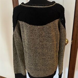 Miss Me Black and Gold Knit Sweater